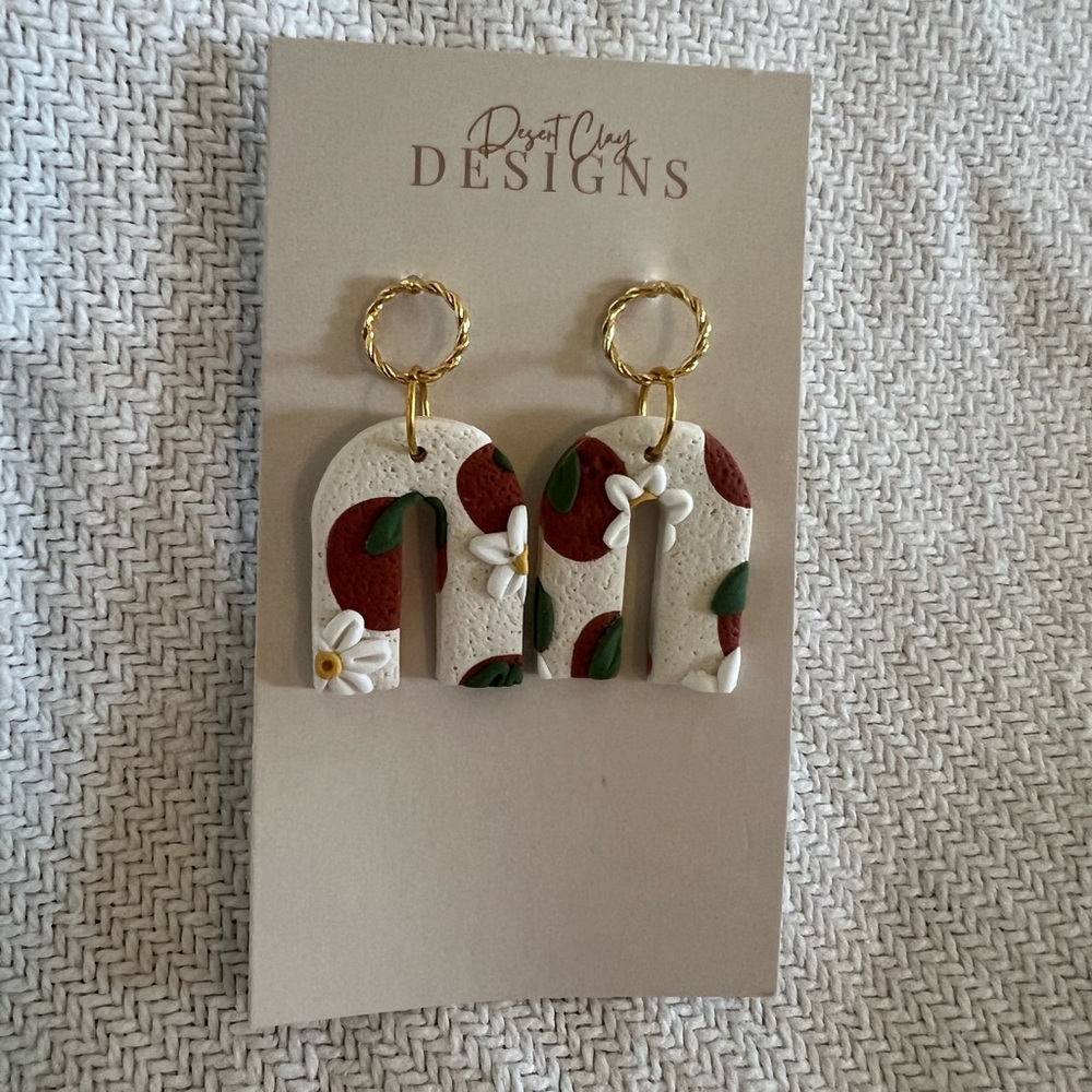 Desert Clay Designs NEW floral citrus drop earrings